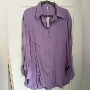 Glam Purple Button-Down Tunic Length Shirt